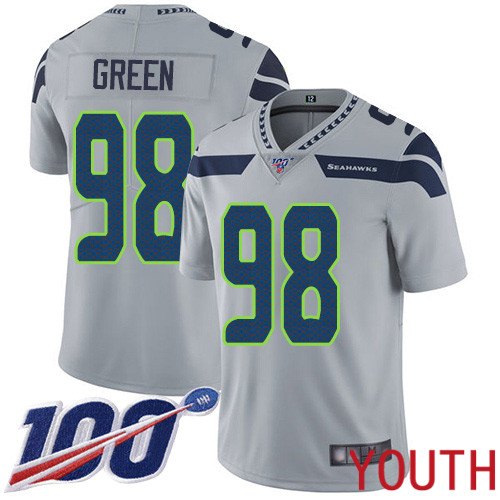 Seattle Seahawks Limited Grey Youth Rasheem Green Alternate Jersey NFL Football #98 100th Season Vapor Untouchable->women nfl jersey->Women Jersey
